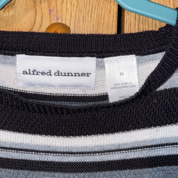 alfred dunner black & white striped short sleeve - Picture 2 of 5